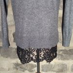 Topshop Gray V Neck Sweater with Lace Trim Elegant Tunic Top Woman's 4 Photo 9