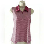 Sincerely Jules Pink and White Striped Sleeveless Polo Large Photo 2
