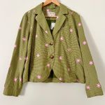 Milly NWT $198 Free People Cali Printed Blazer Jacket XS Green Daisy Flower Pink Photo 4