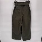 Massimo Dutti  Capri Paperbag Pants Womens 8 Olive Green Cotton Bellt Wide‎ Leg Photo 3