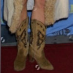 Vintage Miss Capezio Beige Blue Butterfly Leather Cowboy Boots Britney Spears Tan Size 8.5 Photo 0