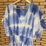 Alice + Olivia  Blue And White Tie Dye Silk Blend Dress Size Large Photo 2