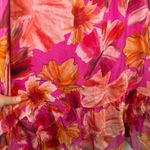 Lara G Floral Midi‎ Dress Large Pink Silk Blend Made in Italy Colorful Bohemian Photo 3