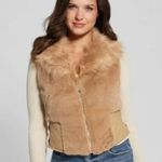 Guess NWT Women Khaki Tan Multi Emma Faux-Fur Vest XS Photo 1