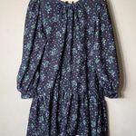 ASOS  Women's Sz 10 Tall Balloon Sleeve Floral Print Ruffle Shift Mini Dress Navy Photo 4