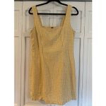 Old Navy  yellow gingham plaid linen square neck mini dress large Photo 3