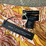 Tahari Linen Wide Leg Crop Pants Tropical Palm Leaf Yellow Pink Linen XL NWT Photo 2