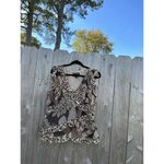 Spenser Jeremy Women's Size XL Brown Silk Top Floral Ruffled Vintage‎ Fairy Fall Photo 2