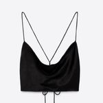 ZARA SATIN EFFECT CROP TOP BLACK Photo 6