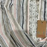 Surf Gypsy  Pink/Green/Gold Striped Twist Crop Top Blouse Photo 2