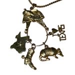 Unique Vintage Rare Vintage Texicana Pride Charm Necklace Western Southern Long Gold Chain Photo 7