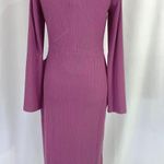 NSR New  Cut Out Ribbed Knit Bodycon Dress Long Sleeve Midi Purple Photo 10