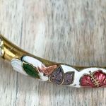 VTG White Enamel Gold Tone Cloisonné Butterfly Bangle Bracelet Photo 2