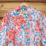 NWOT Jade Melody Tam Floral Tie Neck Top White Size M Photo 4