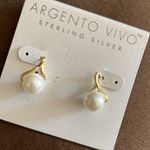 NWT Argento Vivo Sterling Silver Pearl Earrings Gold Photo 5