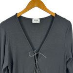 LNA Kalaya Ribbed Knit Black Long Sleeve Bodycon Lace Up Front Jumpsuit Size 1X Photo 3