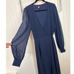 Lulus NWOT  My Whole Heart Dark Navy Blue Long Sleeve Wrap Dress Maxi Size 1X Photo 6