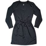 Ann Taylor Black Chiffon Cinched Waist Mini Shirt Dress XS Photo 0