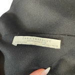 ZARA  Dress Faux Leather Crochet Embroidered Slip Mini‎ Black Green Size Large Photo 6