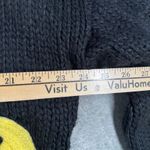 Luna  Ivy Smiley Face Cardigan Womens XS Black Yellow Knit Sweater Emoji‎ Cottage Photo 8