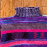 purple pink blue striped long sleeve knit cropped sweater Size M Photo 1