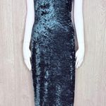 All that jazz Vintage 1980s all that jazzy green crushed velvet long sleeveless dress beaded m Photo 8