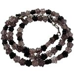 Flower Beaded Necklace Black Gray Floral Bead Chain Choker Jewelry Acrylic 18" Photo 0