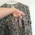 LOGO By Lori Goldstein  Printed Sheer Lace Cardigan with Tie Gray ish Floral Boho Photo 8