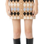 Maje NWT  Argyle Jilina Wool Blend Mini Skirt in Camel Size 38/Small Photo 0