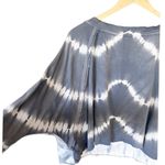 Free People  TIE DYE Oversized Sweatshirt Cotton Blue Crop Dolman Sleeves XS EUC Photo 3