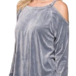 Mystree NWT  Cold Shoulder Velvet Top M‎ Photo 0