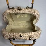 Vintage Mid Century Dayne Taylor Woven Straw Handbag Purse Bamboo Accent Tan Photo 5