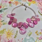Barse Pink Slice Agate & Rose Quartz Sterling Silver Necklace Photo 3