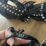 Saint Laurent Paris Nu Pieds Fringe & Studded Black Sandals Photo 4