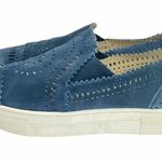 Seychelles Blue Leather Cutout Slip-On Sneakers Size 9.5 Laser Cut Loafer Shoe Photo 2