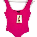 Naked Wardrobe  Raspberry Scoop‎ Neck High Cut Thong Bodysuit NWT Size L Photo 0