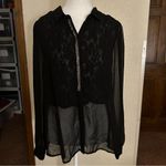 Miss Me  Sheer‎ Black Lace Blouse w. Silver Embellishments Size Medium Photo 12