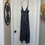 Laundry by Shelli Segal Silver Sequin Midi Ruched Dress Photo 10