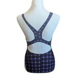 Speedo 10/36 Black Purple Grid Shattered Square Print One-Piece Swimsuit Photo 2