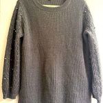 Lane Bryant  Grey Metallic Beaded Knit Crochet Style Sleeve Sweater - size 14/16 Photo 0