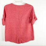 Ellen Tracy  Pink Coral Linen Blend Flap Chest Pockets 1/2 Zipper Top Medium Photo 1