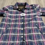 Coach Quilted Navy Blue & Purple Plaid Print Long Sleeve Snap Front Jacket Sz M Photo 8