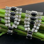 Vintage Signed PAT 1967965 Black/Clear Pave Rhinestones Clip On Earrings 11.0g Black Photo 6