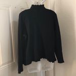 Unique 2000s Y2K 100% Wool Black ruffle neck fitted jacket coat cardigan whimsygoth grunge scalloped trim button Photo 3