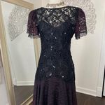 Romantic Goth Vintage Whimsygoth Sequin Black Burgundy Purple Lace Midi Dress S Photo 1