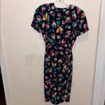 Vintage Silk Rainbow Floral Tulip Print Wrap Dress Black Size 4 Photo 1