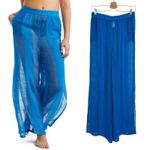 Sunsets Breezy Beach Pants Sheer Crochet Electric Blue Size Small Medium Photo 1