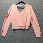 Witty Fox Pink Lips Print Long Sleeve V Neck Pullover Knit Sweater XL Photo 5