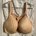 Cacique  46 F Lightly Lined Balconette Bra Nude  Lace Overlay Underwire Photo 0