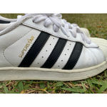Adidas  Superstar White Black Striped Sneakers 9.5 Classic Streetwear Quiet Luxe Photo 4